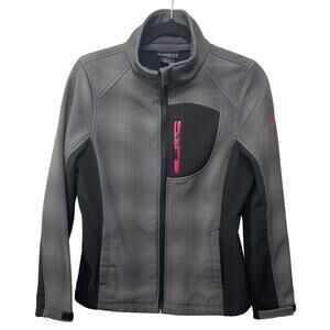 CB Sports Full Zip Performance Jacket Mock Neck Charcoal Women M Gorp Outdoor